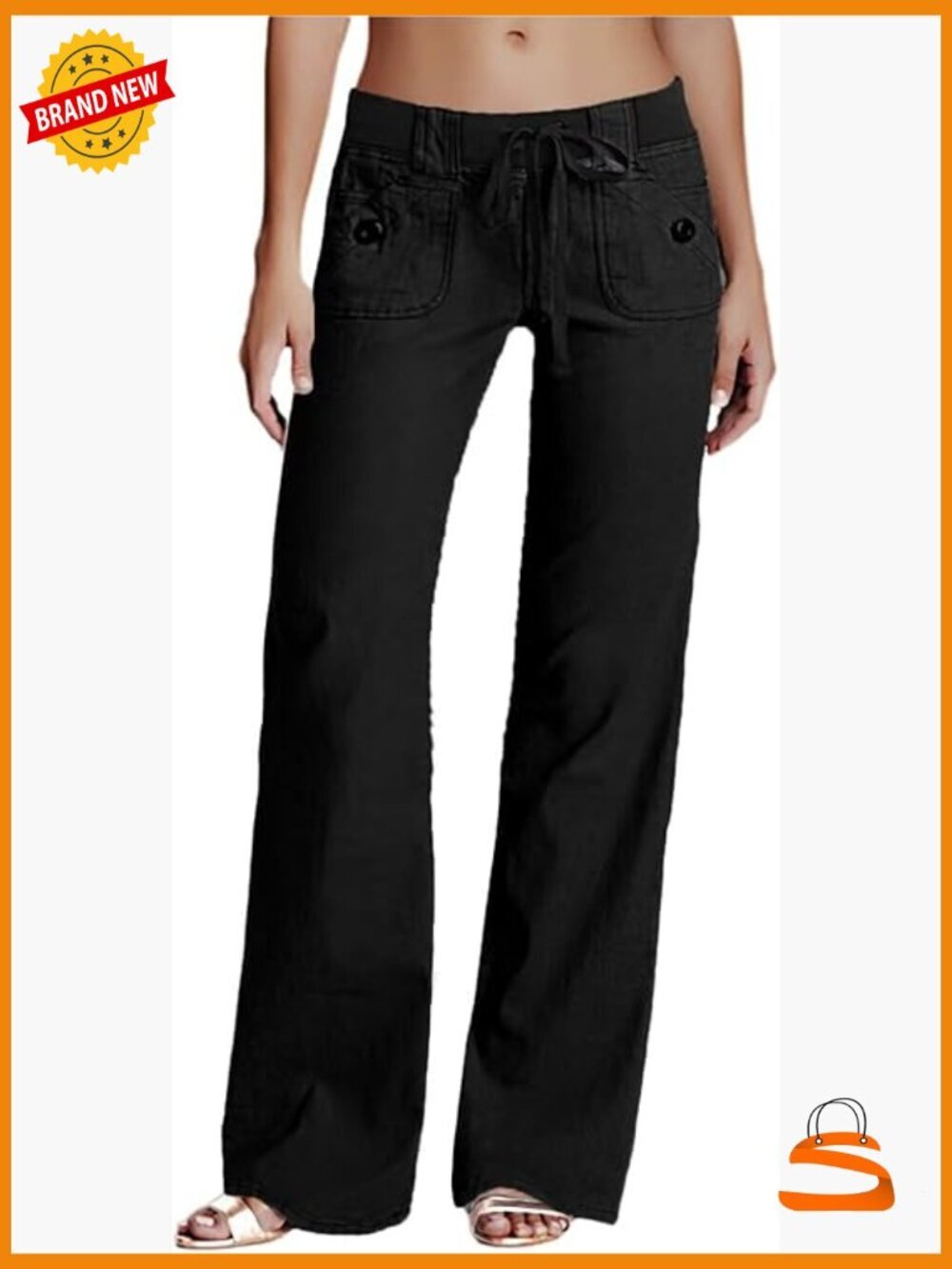 Low Rise Cargo Wide Leg Pants Drawstring Flap Pockets Y2K Casual Flare Pants